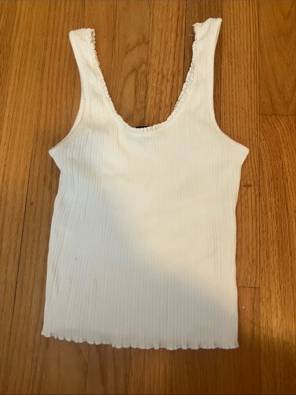 White Ribbed Scoop Neck Tank